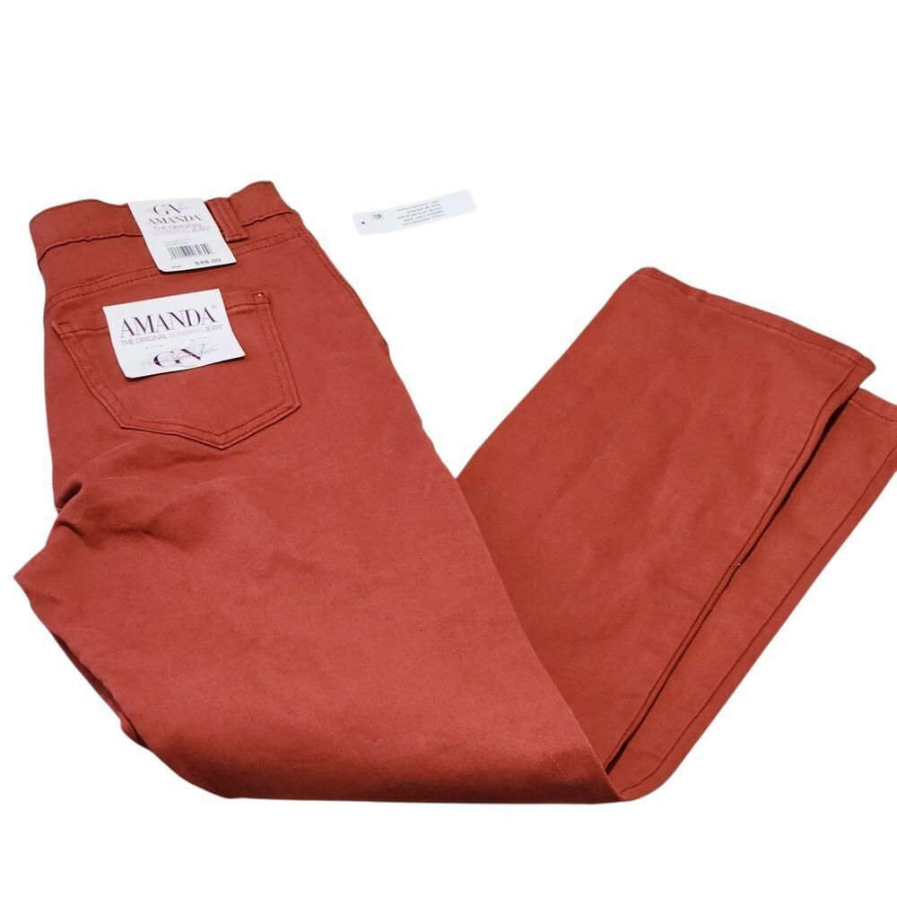 Gloria Vanderbilt Jeans Size 8 Petite Autumn Blaze Color Tapered Leg - Picture 15 of 15